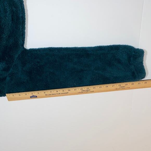 Emerald Green Boxy Crop Top Sweater Sz Medium Comfort Faux Fur Fleece 1/4 Zip - Picture 7 of 10